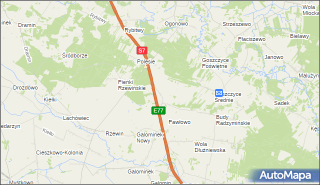 mapa Dziektarzewo-Wylaty, Dziektarzewo-Wylaty na mapie Targeo