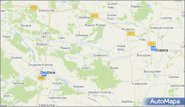 mapa Dziewuliny, Dziewuliny na mapie Targeo