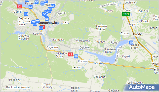 mapa Dziurów gmina Brody, Dziurów gmina Brody na mapie Targeo