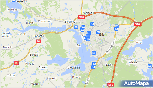 mapa Ełk powiat ełcki, Ełk powiat ełcki na mapie Targeo