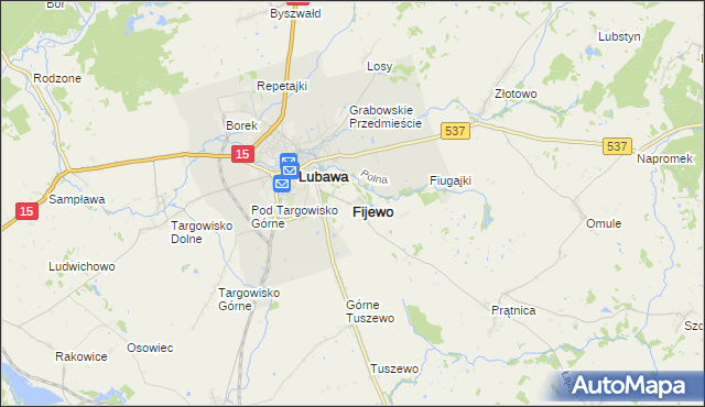 mapa Fijewo gmina Lubawa, Fijewo gmina Lubawa na mapie Targeo