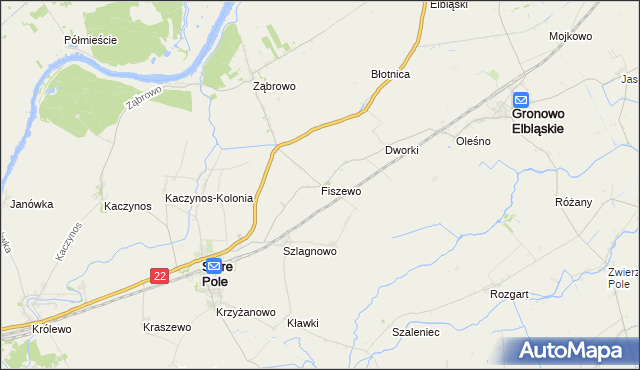 mapa Fiszewo gmina Gronowo Elbląskie, Fiszewo gmina Gronowo Elbląskie na mapie Targeo