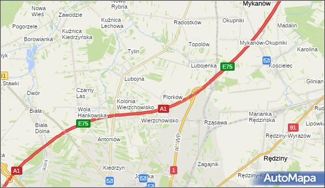 mapa Florków, Florków na mapie Targeo