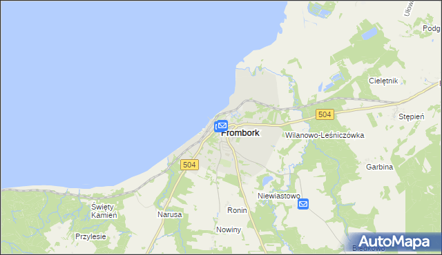 mapa Frombork, Frombork na mapie Targeo