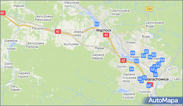 mapa Gajówka Węglów, Gajówka Węglów na mapie Targeo