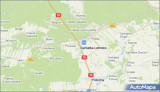 mapa Garbatka-Letnisko, Garbatka-Letnisko na mapie Targeo