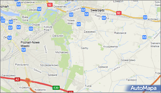 mapa Garby gmina Swarzędz, Garby gmina Swarzędz na mapie Targeo