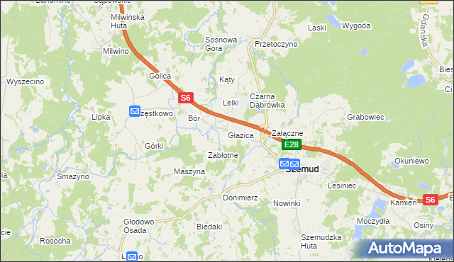 mapa Głazica, Głazica na mapie Targeo