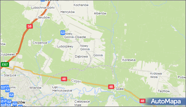 mapa Glinnik gmina Lubochnia, Glinnik gmina Lubochnia na mapie Targeo