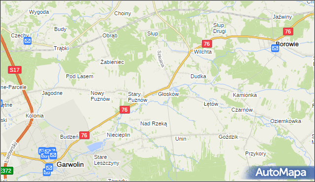 mapa Głosków gmina Borowie, Głosków gmina Borowie na mapie Targeo