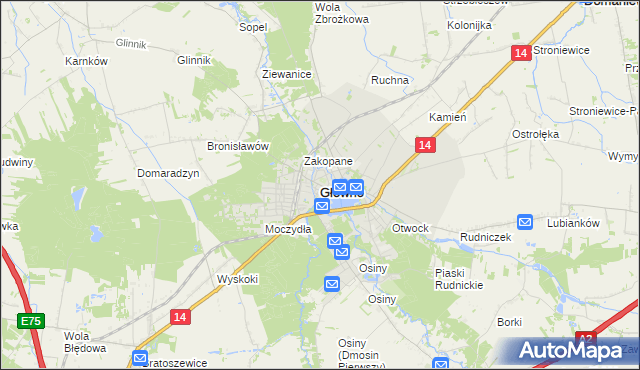 mapa Głowno, Głowno na mapie Targeo