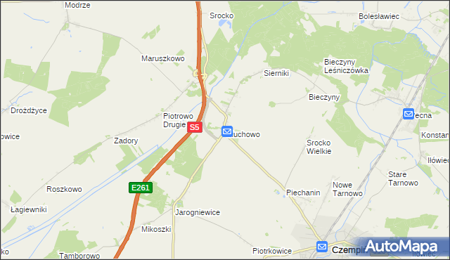 mapa Głuchowo gmina Czempiń, Głuchowo gmina Czempiń na mapie Targeo