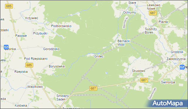 mapa Gnilec, Gnilec na mapie Targeo