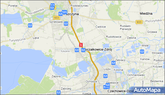 mapa Goczałkowice-Zdrój, Goczałkowice-Zdrój na mapie Targeo