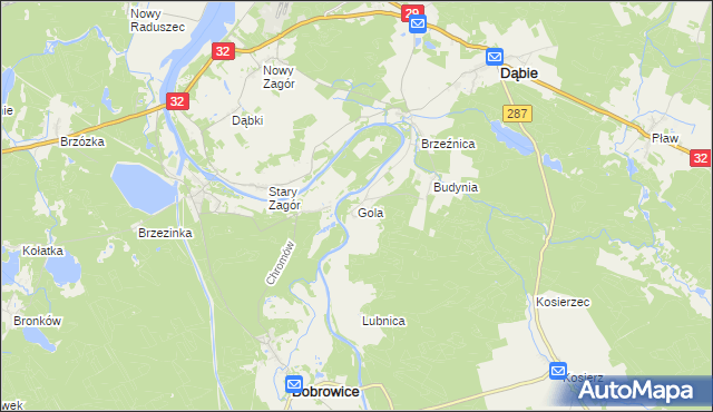 mapa Gola gmina Dąbie, Gola gmina Dąbie na mapie Targeo