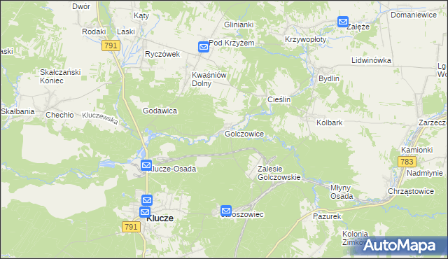 mapa Golczowice gmina Klucze, Golczowice gmina Klucze na mapie Targeo