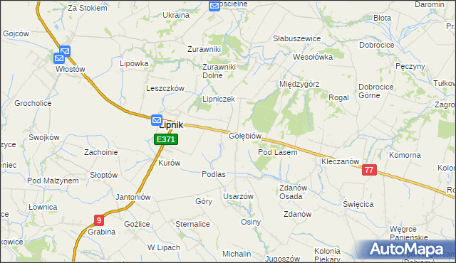 mapa Gołębiów gmina Lipnik, Gołębiów gmina Lipnik na mapie Targeo