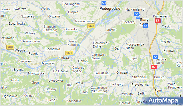 mapa Gołkowice Górne, Gołkowice Górne na mapie Targeo