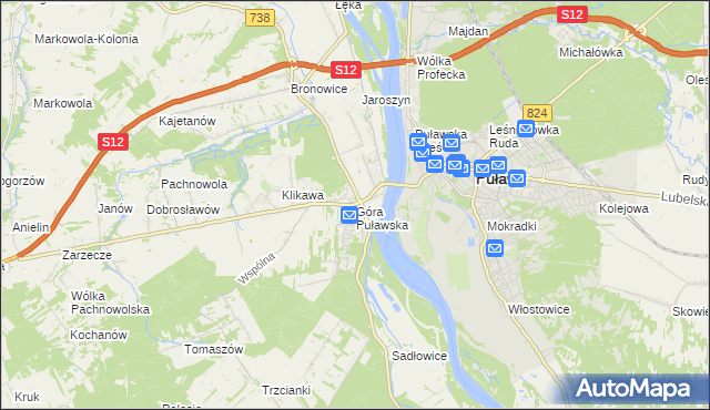 mapa Góra Puławska, Góra Puławska na mapie Targeo