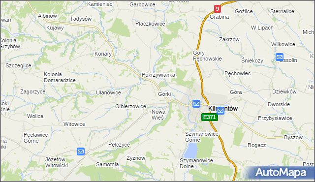 mapa Górki gmina Klimontów, Górki gmina Klimontów na mapie Targeo