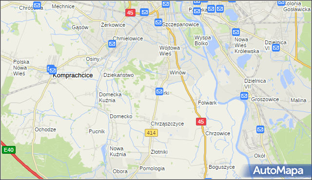 mapa Górki gmina Prószków, Górki gmina Prószków na mapie Targeo