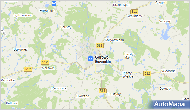 mapa Górowo Iławeckie, Górowo Iławeckie na mapie Targeo