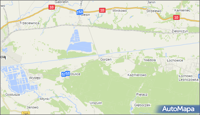 mapa Gorzeń gmina Nakło nad Notecią, Gorzeń gmina Nakło nad Notecią na mapie Targeo