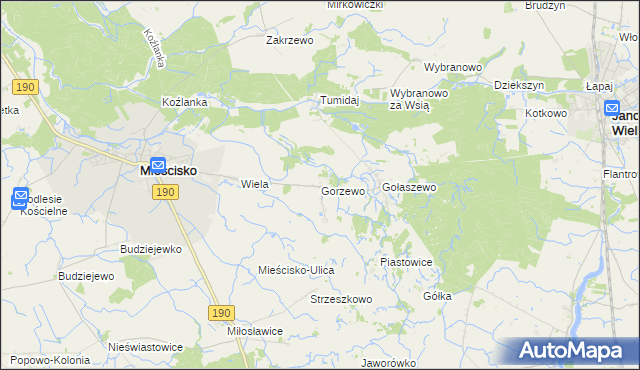 mapa Gorzewo gmina Mieścisko, Gorzewo gmina Mieścisko na mapie Targeo