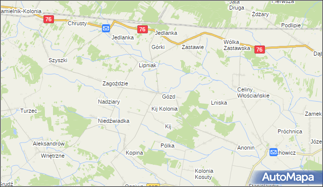 mapa Gózd gmina Stanin, Gózd gmina Stanin na mapie Targeo