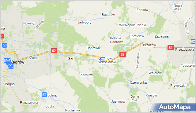 mapa Grochów Włościański, Grochów Włościański na mapie Targeo