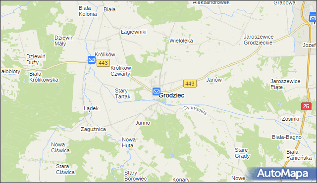 mapa Grodziec powiat koniński, Grodziec powiat koniński na mapie Targeo