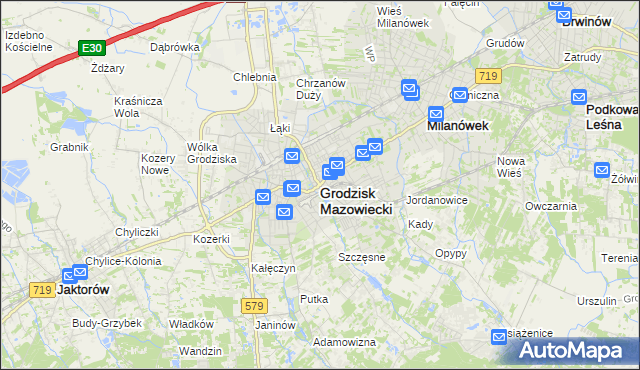 mapa Grodzisk Mazowiecki, Grodzisk Mazowiecki na mapie Targeo