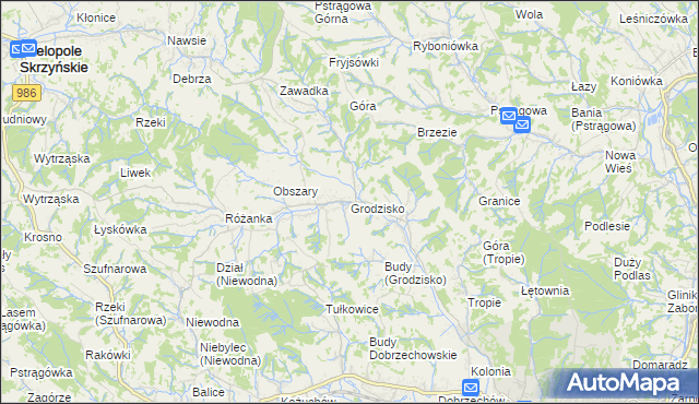 mapa Grodzisko gmina Strzyżów, Grodzisko gmina Strzyżów na mapie Targeo