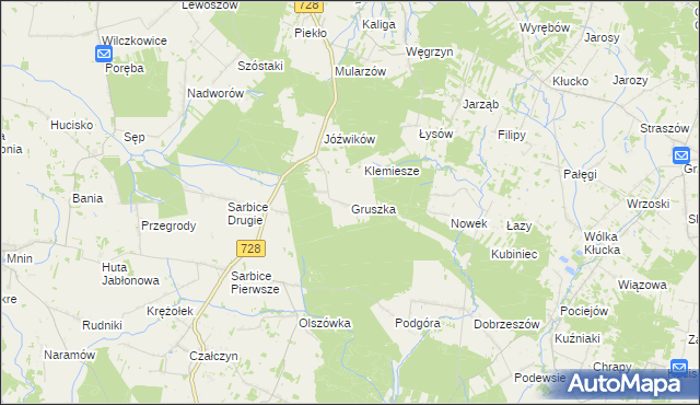 mapa Gruszka gmina Radoszyce, Gruszka gmina Radoszyce na mapie Targeo