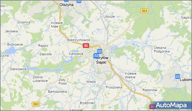 mapa Gryfów Śląski, Gryfów Śląski na mapie Targeo