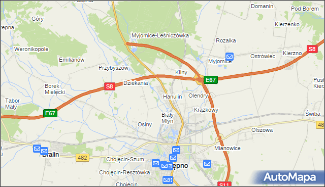 mapa Hanulin, Hanulin na mapie Targeo