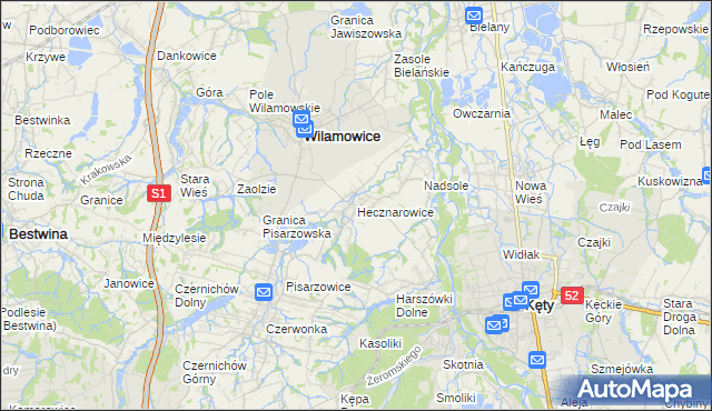 mapa Hecznarowice, Hecznarowice na mapie Targeo