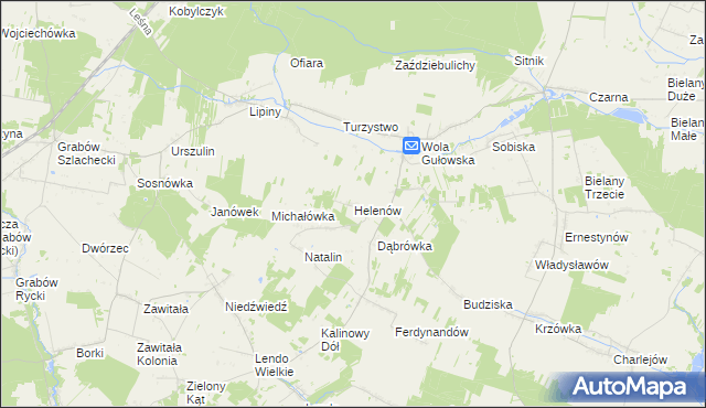 mapa Helenów gmina Adamów, Helenów gmina Adamów na mapie Targeo