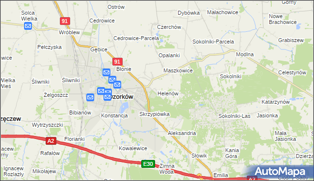 mapa Helenów gmina Ozorków, Helenów gmina Ozorków na mapie Targeo