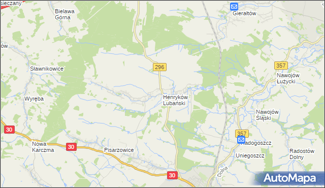 mapa Henryków Lubański, Henryków Lubański na mapie Targeo