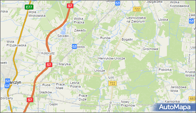 mapa Henryków-Urocze, Henryków-Urocze na mapie Targeo