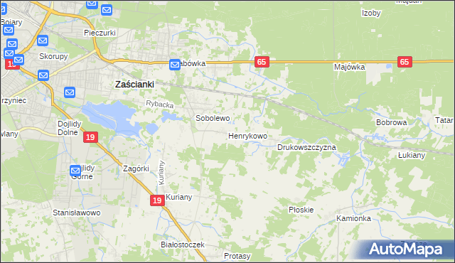 mapa Henrykowo gmina Supraśl, Henrykowo gmina Supraśl na mapie Targeo