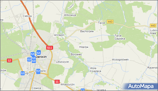 mapa Hilarów gmina Jarocin, Hilarów gmina Jarocin na mapie Targeo