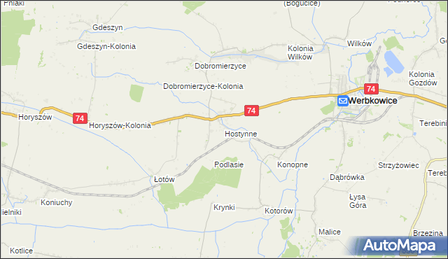mapa Hostynne, Hostynne na mapie Targeo