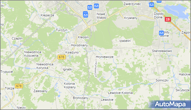 mapa Hryniewicze, Hryniewicze na mapie Targeo