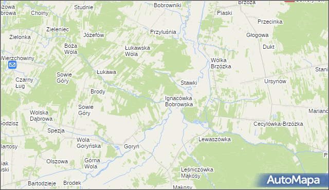 mapa Ignacówka Bobrowska, Ignacówka Bobrowska na mapie Targeo