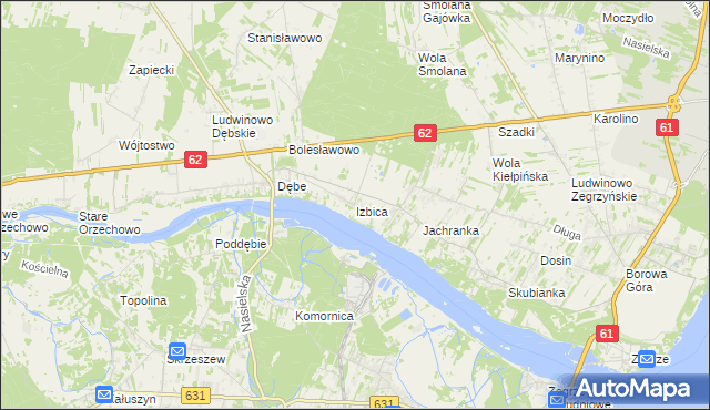 mapa Izbica gmina Serock, Izbica gmina Serock na mapie Targeo