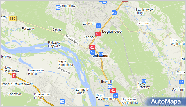 mapa Jabłonna powiat legionowski, Jabłonna powiat legionowski na mapie Targeo