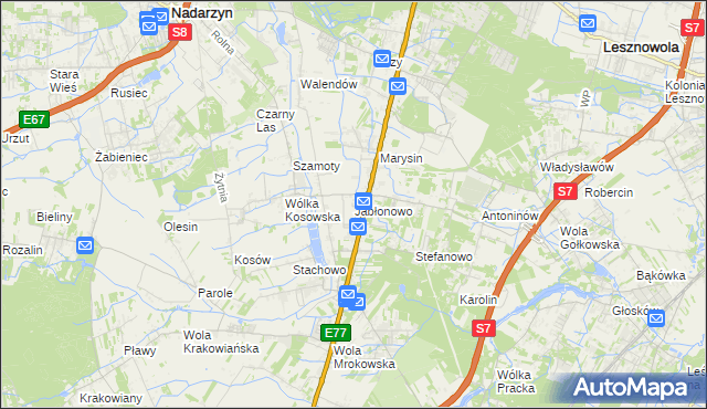 mapa Jabłonowo gmina Lesznowola, Jabłonowo gmina Lesznowola na mapie Targeo