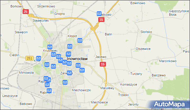 mapa Jacewo, Jacewo na mapie Targeo